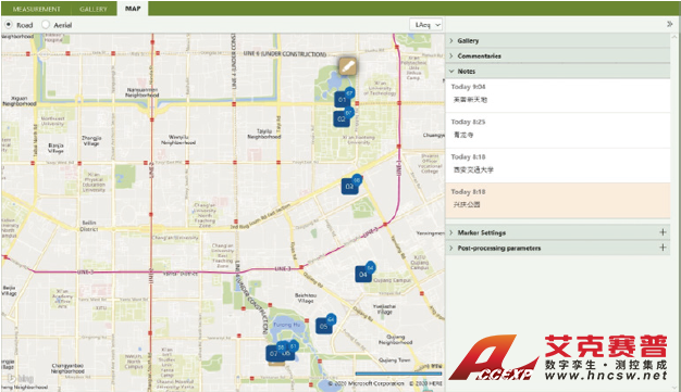 自帶GPS位置信息,在地圖上顯示不同測量位 置的聲壓級(jí)和聲暴露級(jí) 自帶GPS位置信息,在地圖上顯示不同測量位 置的聲壓級(jí)和聲暴露級(jí)